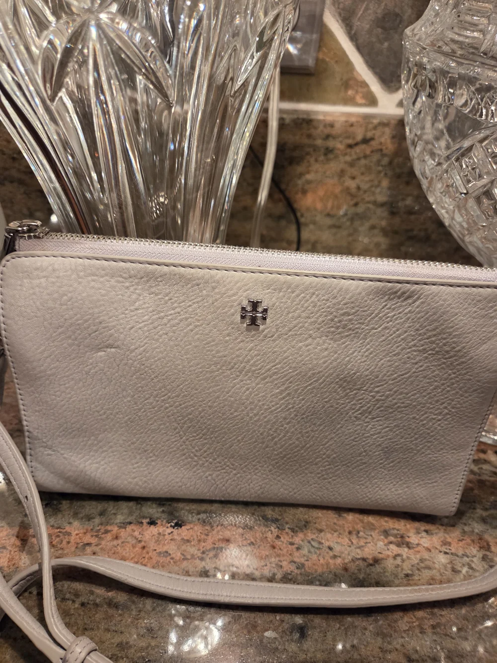 Tory Burch Grey Leather Crossbody Bag